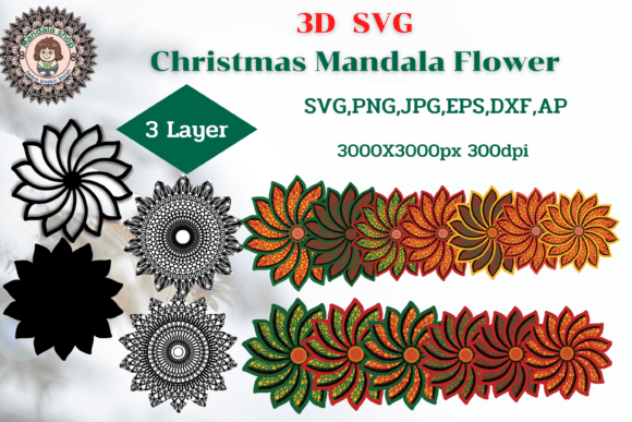 3D SVG Christmas Mandala Flower: A Versatile Digital Asset for Creative Projects